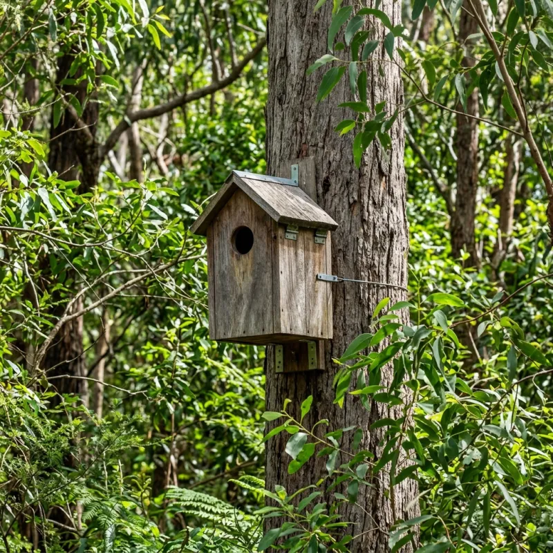 Animal nesting box installed as a humane alternative to a Black Rock roof cavity