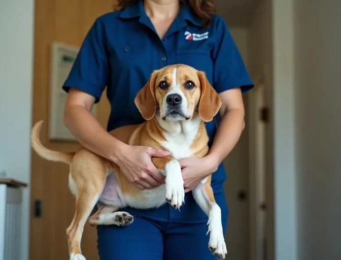 Technician respectfully transporting a deceased dog in Black Rock